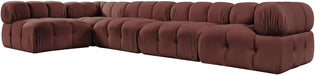 Meridian Furniture - Orin Rose Velvet Performance Fabric Upholstered 5 pc. Sectional - 671Rose-Sec5E - GreatFurnitureDeal