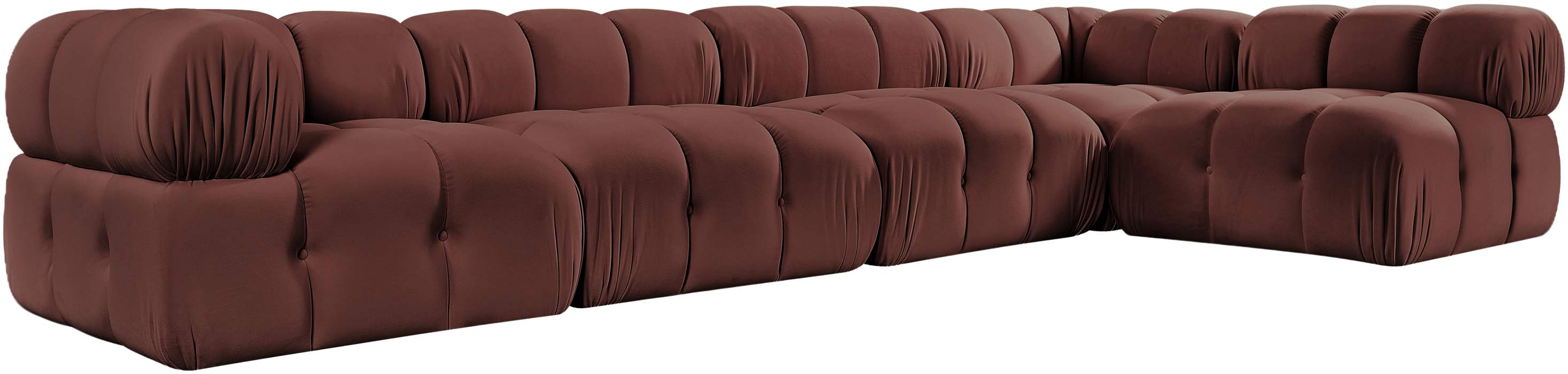 Meridian Furniture - Orin Rose Velvet Performance Fabric Upholstered 5 pc. Sectional - 671Rose-Sec5E - GreatFurnitureDeal