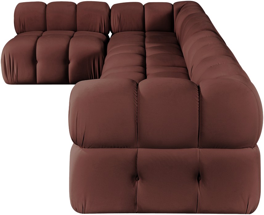 Meridian Furniture - Orin Rose Velvet Performance Fabric Upholstered 5 pc. Sectional - 671Rose-Sec5E - GreatFurnitureDeal