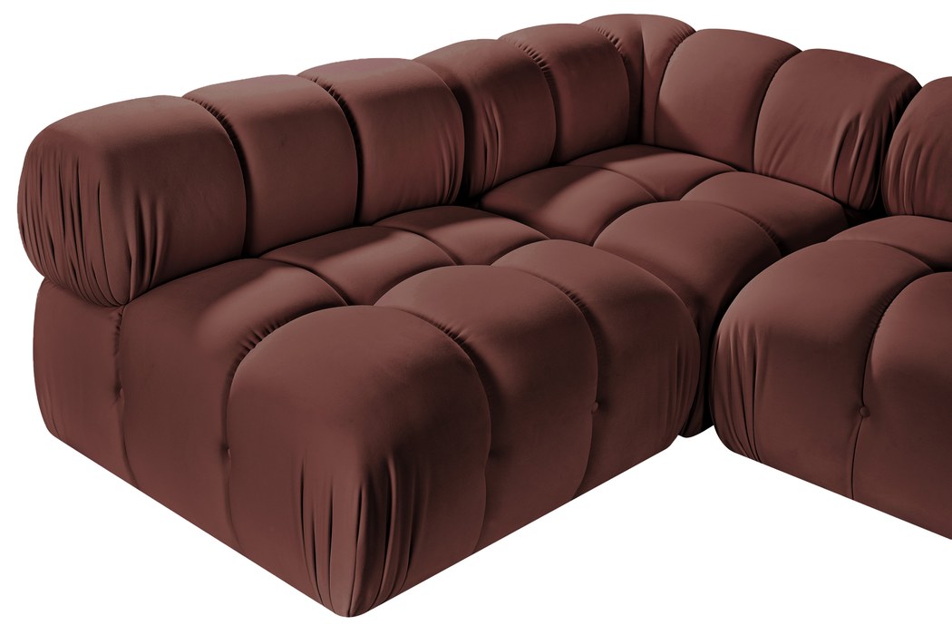 Meridian Furniture - Orin Rose Velvet Performance Fabric Upholstered 5 pc. Sectional - 671Rose-Sec5E - GreatFurnitureDeal