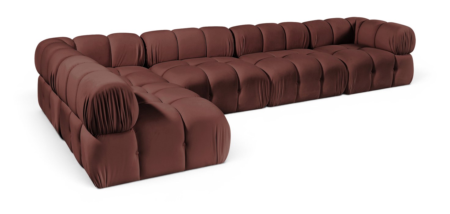 Meridian Furniture - Orin Rose Velvet Performance Fabric Upholstered 5 pc. Sectional - 671Rose-Sec5E - GreatFurnitureDeal