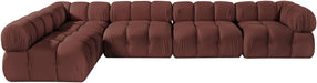 Meridian Furniture - Orin Rose Velvet Performance Fabric Upholstered 5 pc. Sectional - 671Rose-Sec5E - GreatFurnitureDeal