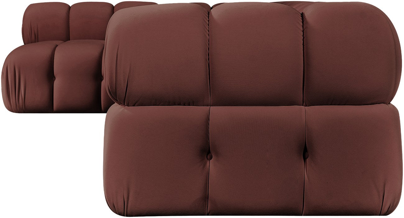 Meridian Furniture - Orin Rose Velvet Performance Fabric Upholstered 5 pc. Sectional - 671Rose-Sec5E - GreatFurnitureDeal