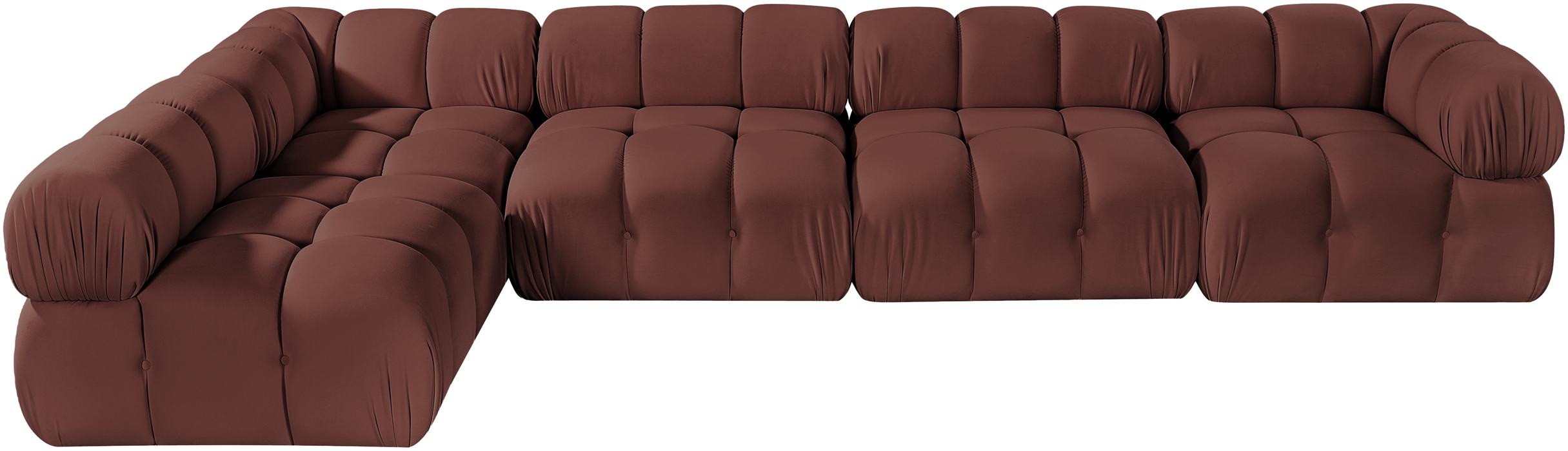 Meridian Furniture - Orin Rose Velvet Performance Fabric Upholstered 5 pc. Sectional - 671Rose-Sec5E - GreatFurnitureDeal