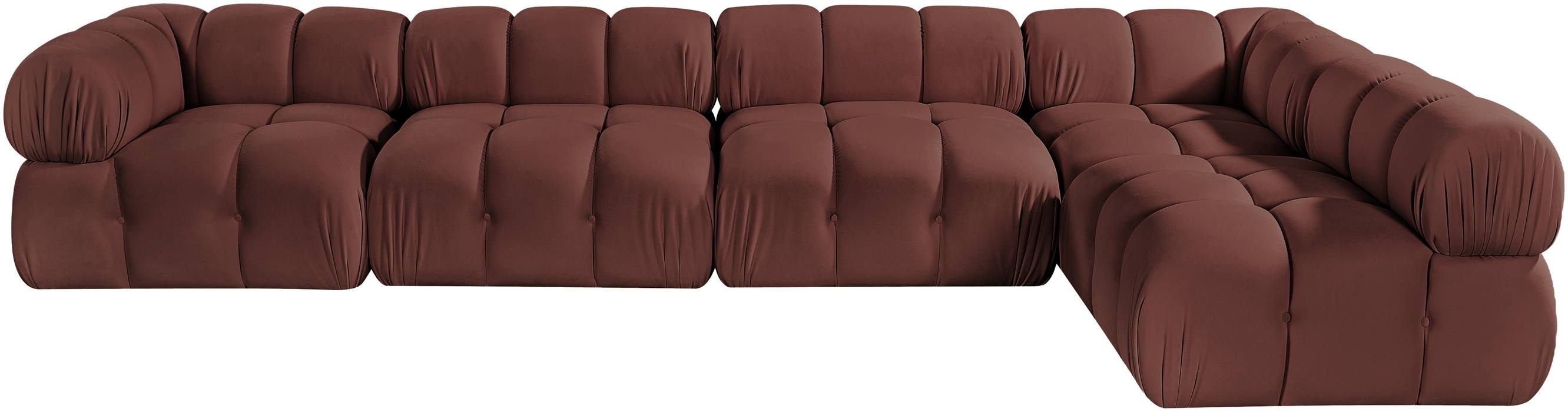 Meridian Furniture - Orin Rose Velvet Performance Fabric Upholstered 5 pc. Sectional - 671Rose-Sec5E - GreatFurnitureDeal