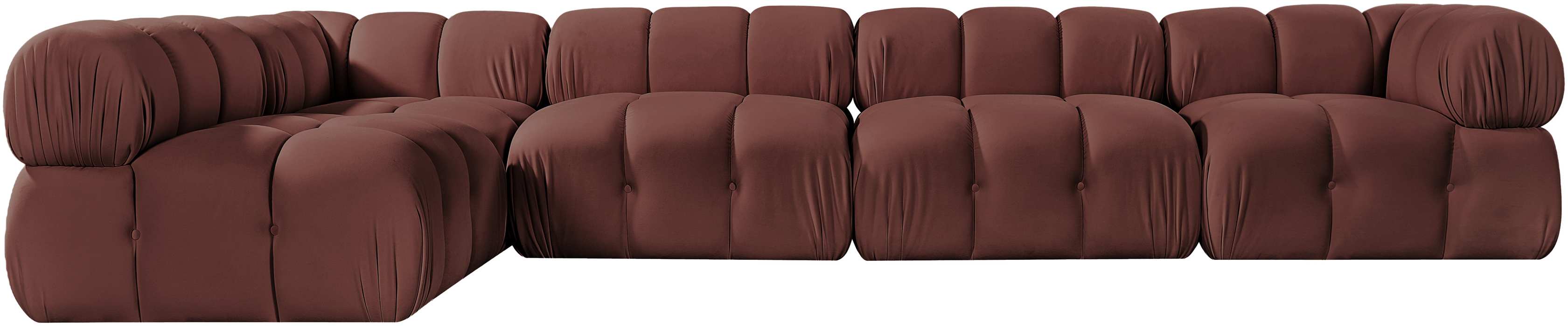 Meridian Furniture - Orin Rose Velvet Performance Fabric Upholstered 5 pc. Sectional - 671Rose-Sec5E - GreatFurnitureDeal