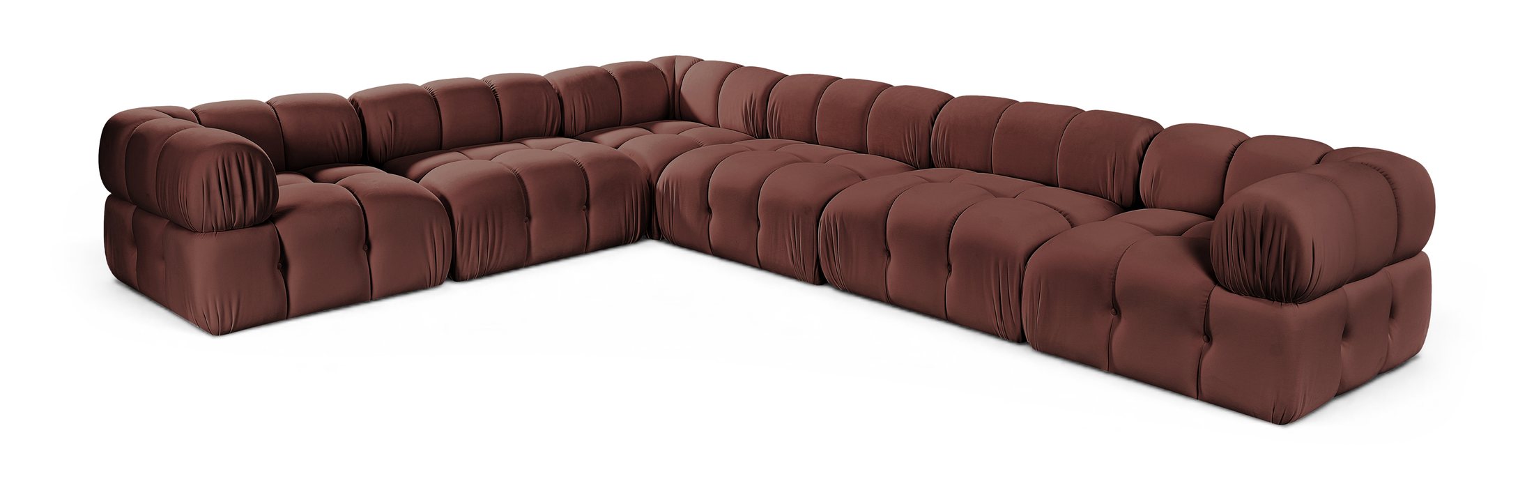 Meridian Furniture - Orin Rose Velvet Performance Fabric Upholstered 6 pc. Sectional - 671Rose-Sec6A - GreatFurnitureDeal