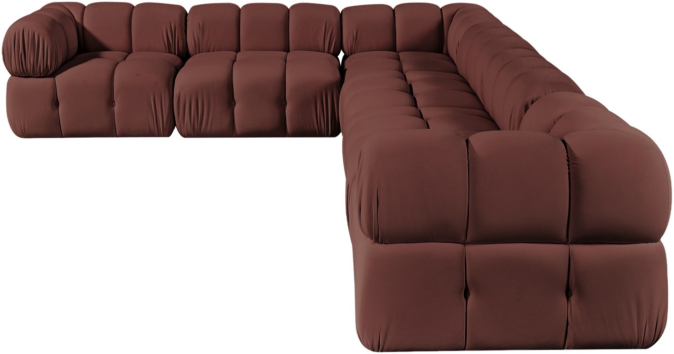 Meridian Furniture - Orin Rose Velvet Performance Fabric Upholstered 6 pc. Sectional - 671Rose-Sec6A - GreatFurnitureDeal