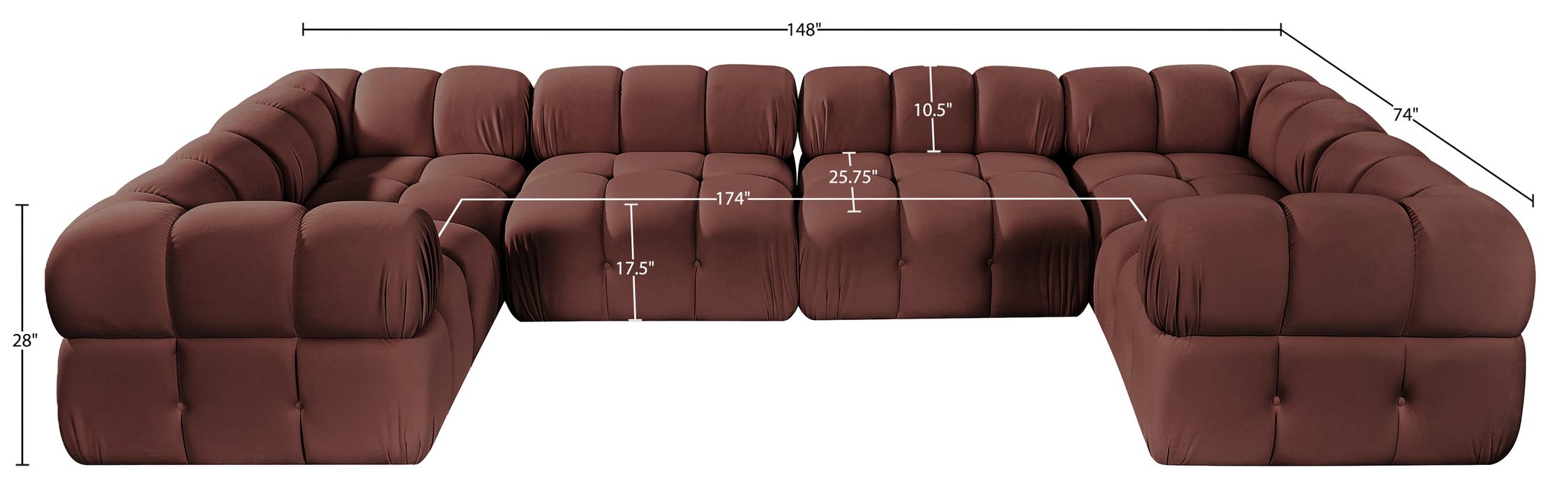 Meridian Furniture - Orin Rose Velvet Performance Fabric Upholstered 6 pc. Sectional - 671Rose-Sec6G - GreatFurnitureDeal