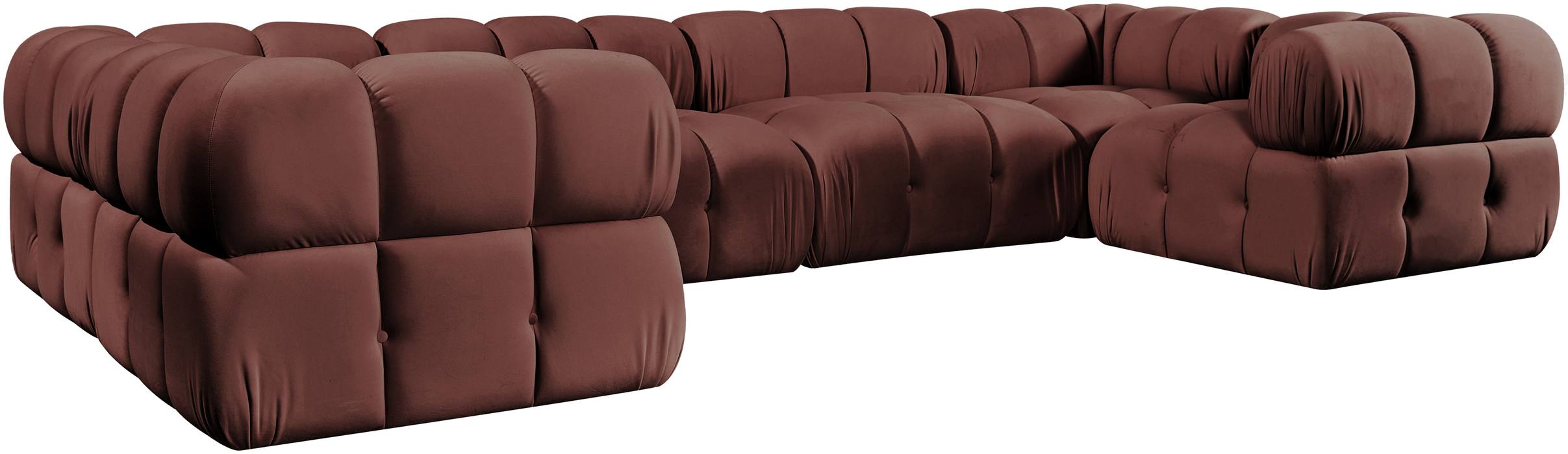 Meridian Furniture - Orin Rose Velvet Performance Fabric Upholstered 6 pc. Sectional - 671Rose-Sec6G - GreatFurnitureDeal