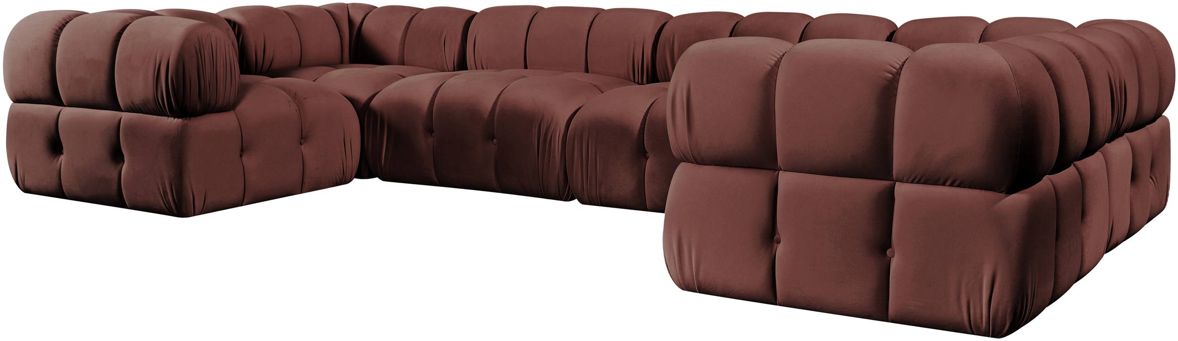 Meridian Furniture - Orin Rose Velvet Performance Fabric Upholstered 6 pc. Sectional - 671Rose-Sec6G - GreatFurnitureDeal