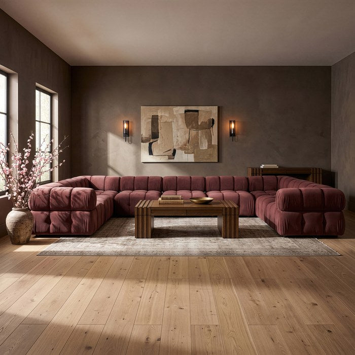 Meridian Furniture - Orin Rose Velvet Performance Fabric Upholstered 9 pc. Sectional - 671Rose-Sec9A - GreatFurnitureDeal