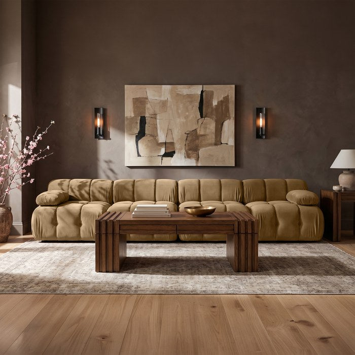 Meridian Furniture - Orin Saddle Velvet Performance Fabric Upholstered 4 pc. Sofa - 671Saddle-S4B - GreatFurnitureDeal
