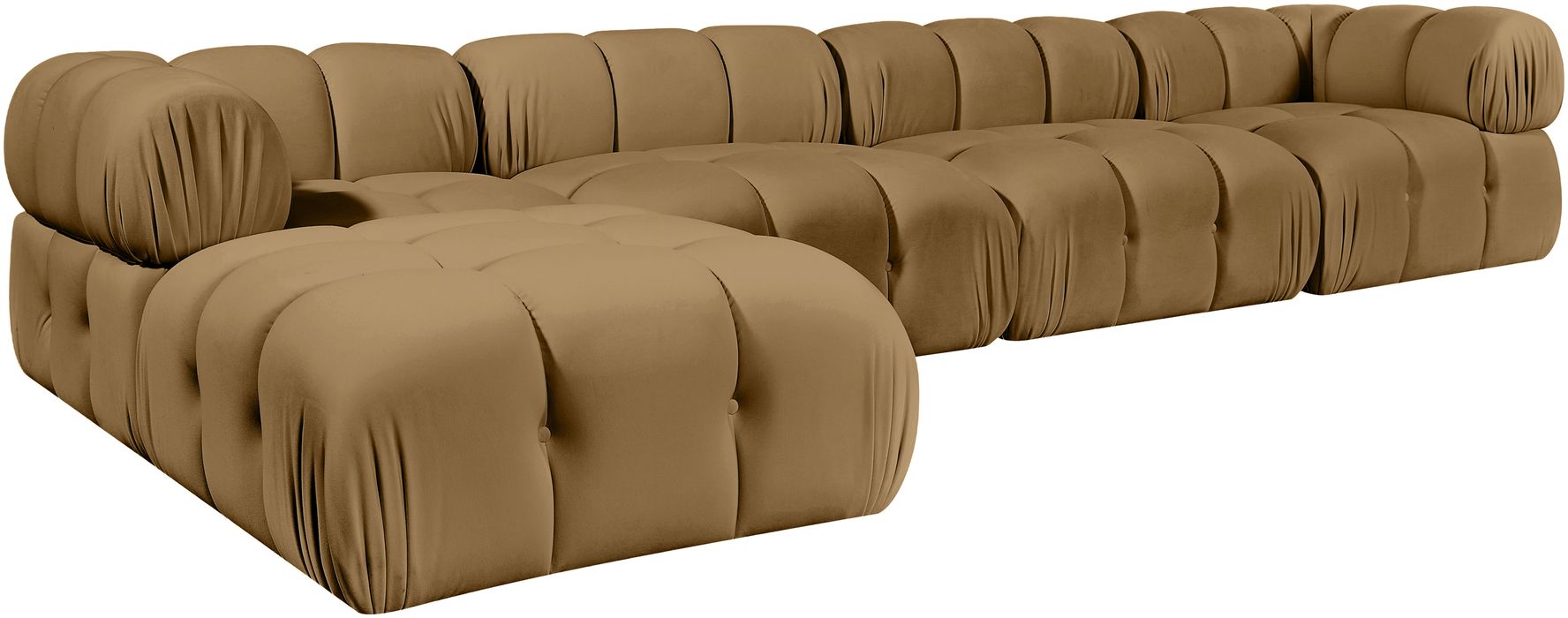 Meridian Furniture - Orin Saddle Velvet Performance Fabric Upholstered 5 pc. Sectional - 671Saddle-Sec5B - GreatFurnitureDeal
