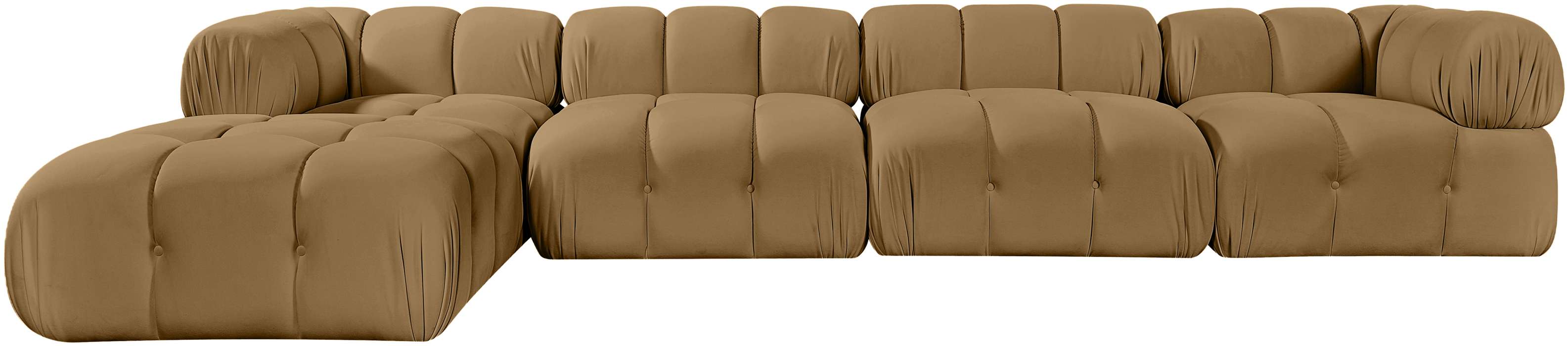 Meridian Furniture - Orin Saddle Velvet Performance Fabric Upholstered 5 pc. Sectional - 671Saddle-Sec5B - GreatFurnitureDeal