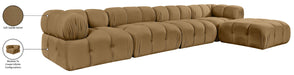 Meridian Furniture - Orin Saddle Velvet Performance Fabric Upholstered 5 pc. Sectional - 671Saddle-Sec5B - GreatFurnitureDeal