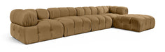 Meridian Furniture - Orin Saddle Velvet Performance Fabric Upholstered 5 pc. Sectional - 671Saddle-Sec5B - GreatFurnitureDeal