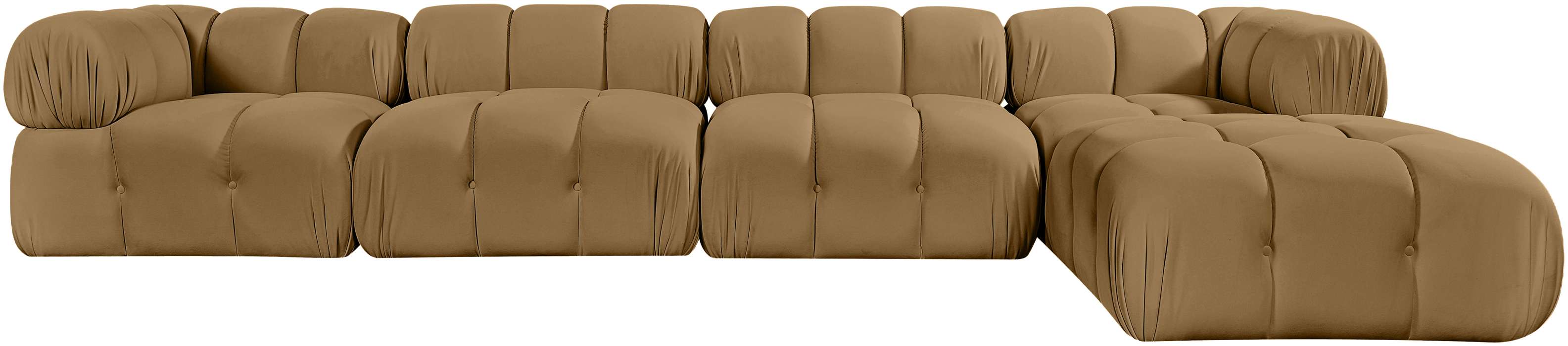 Meridian Furniture - Orin Saddle Velvet Performance Fabric Upholstered 5 pc. Sectional - 671Saddle-Sec5B - GreatFurnitureDeal