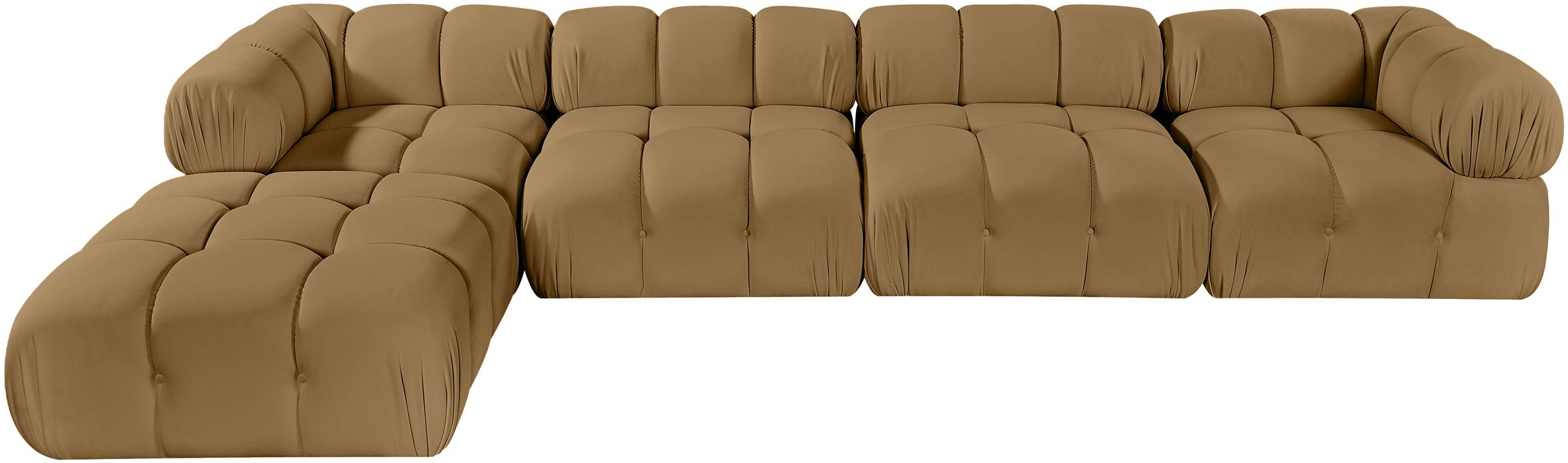 Meridian Furniture - Orin Saddle Velvet Performance Fabric Upholstered 5 pc. Sectional - 671Saddle-Sec5B - GreatFurnitureDeal