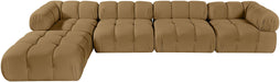 Meridian Furniture - Orin Saddle Velvet Performance Fabric Upholstered 5 pc. Sectional - 671Saddle-Sec5B - GreatFurnitureDeal