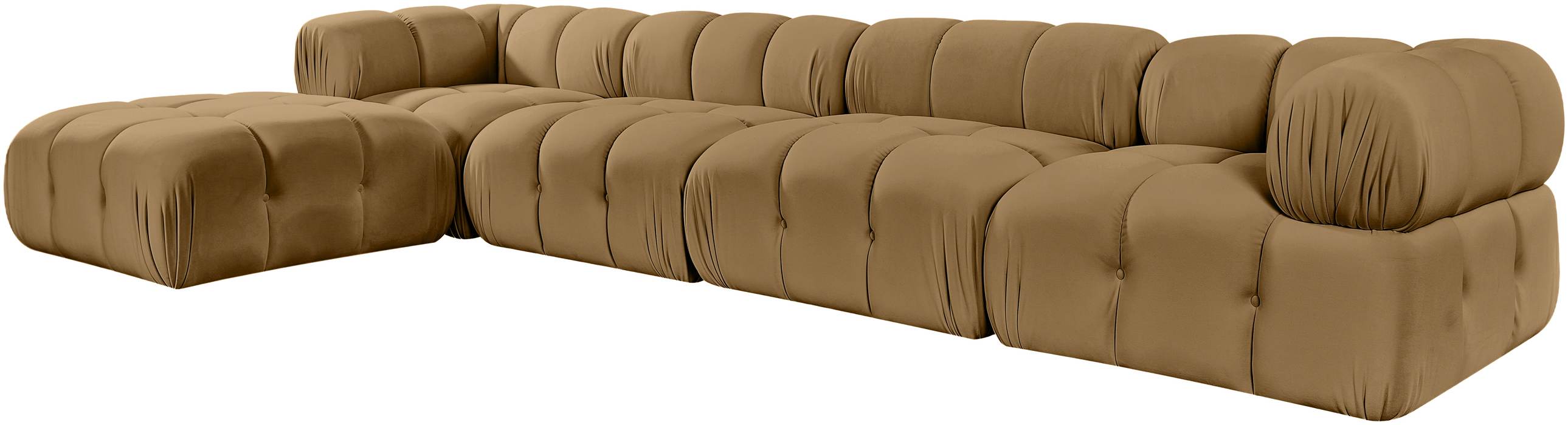 Meridian Furniture - Orin Saddle Velvet Performance Fabric Upholstered 5 pc. Sectional - 671Saddle-Sec5B - GreatFurnitureDeal