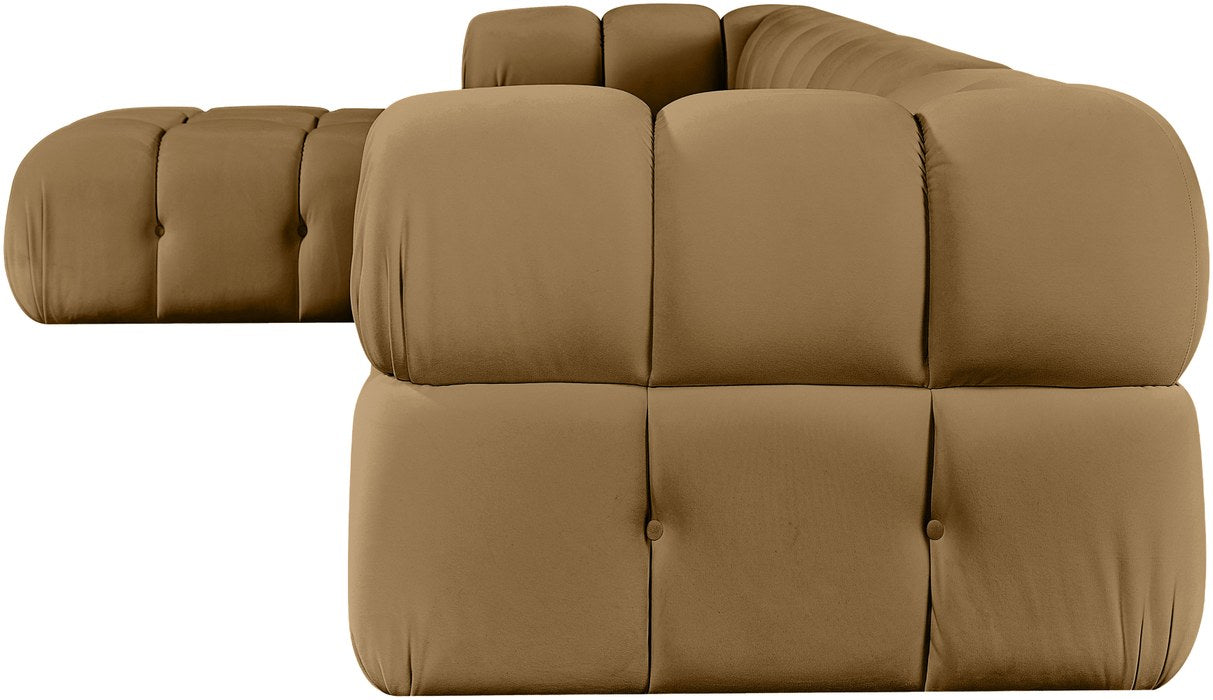 Meridian Furniture - Orin Saddle Velvet Performance Fabric Upholstered 5 pc. Sectional - 671Saddle-Sec5B - GreatFurnitureDeal