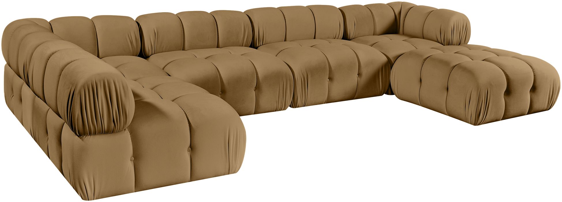 Meridian Furniture - Orin Saddle Velvet Performance Fabric Upholstered 6 pc. Sectional - 671Saddle-Sec6E - GreatFurnitureDeal