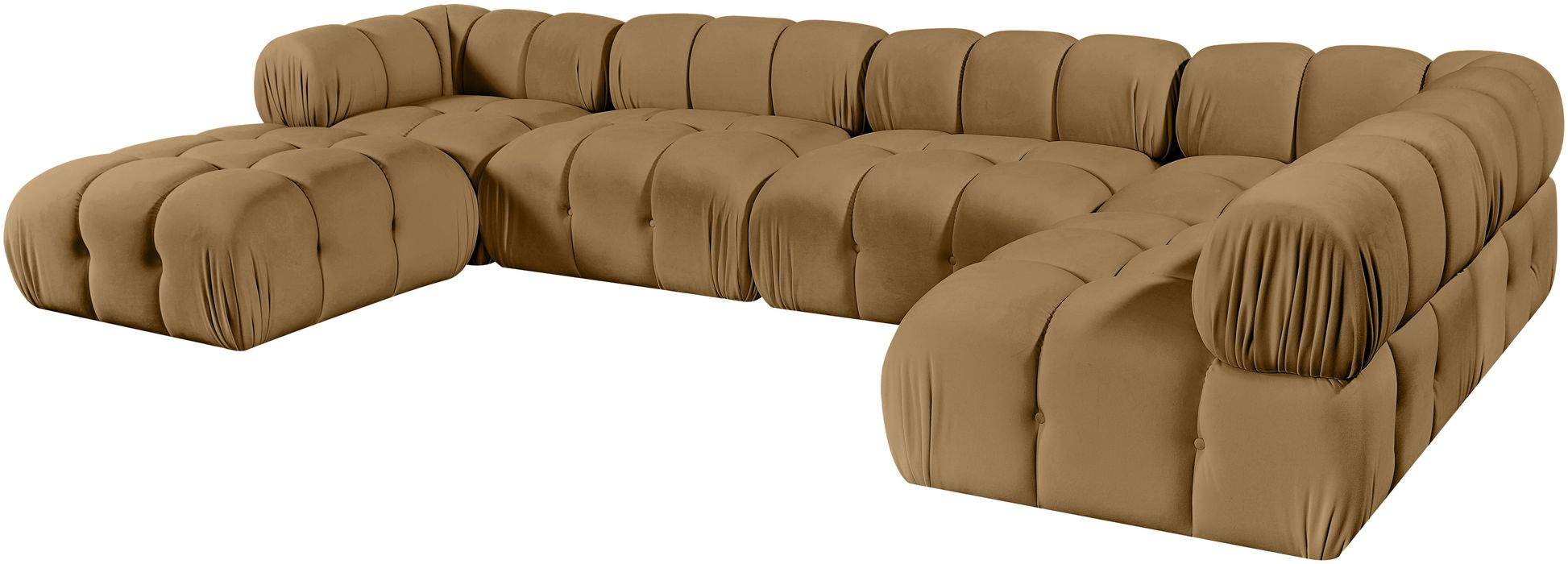 Meridian Furniture - Orin Saddle Velvet Performance Fabric Upholstered 6 pc. Sectional - 671Saddle-Sec6E - GreatFurnitureDeal