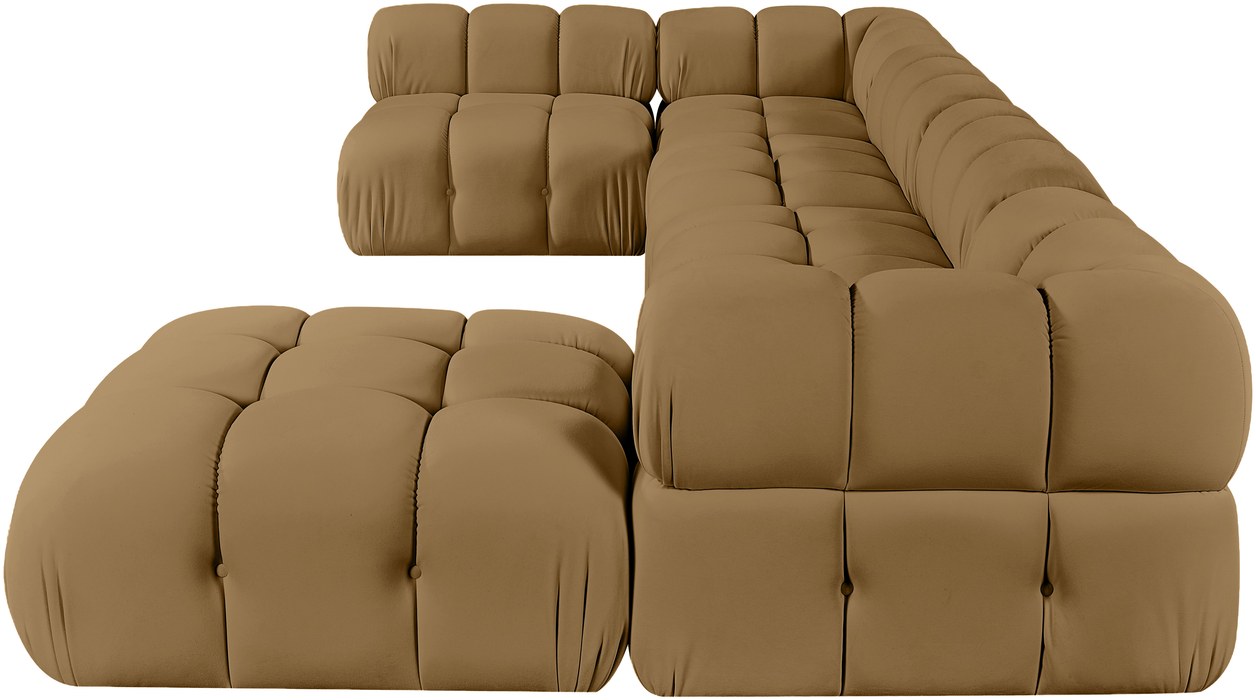 Meridian Furniture - Orin Saddle Velvet Performance Fabric Upholstered 6 pc. Sectional - 671Saddle-Sec6E - GreatFurnitureDeal