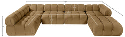 Meridian Furniture - Orin Saddle Velvet Performance Fabric Upholstered 6 pc. Sectional - 671Saddle-Sec6E - GreatFurnitureDeal