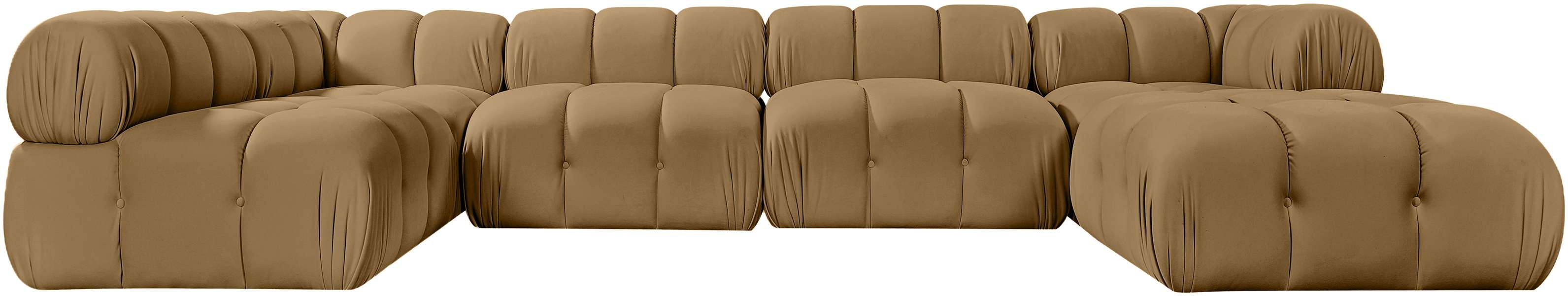 Meridian Furniture - Orin Saddle Velvet Performance Fabric Upholstered 6 pc. Sectional - 671Saddle-Sec6E - GreatFurnitureDeal