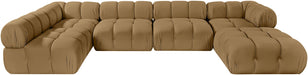 Meridian Furniture - Orin Saddle Velvet Performance Fabric Upholstered 6 pc. Sectional - 671Saddle-Sec6E - GreatFurnitureDeal