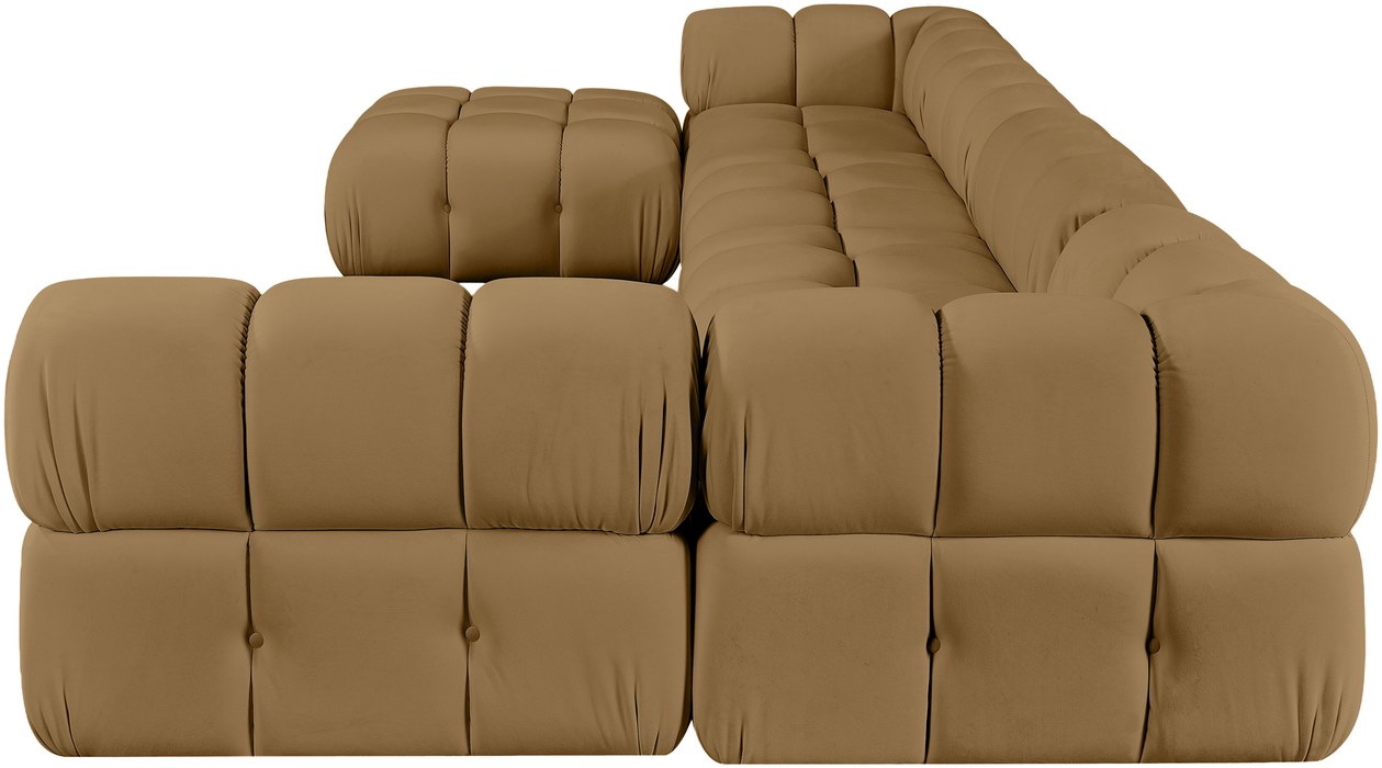 Meridian Furniture - Orin Saddle Velvet Performance Fabric Upholstered 6 pc. Sectional - 671Saddle-Sec6E - GreatFurnitureDeal