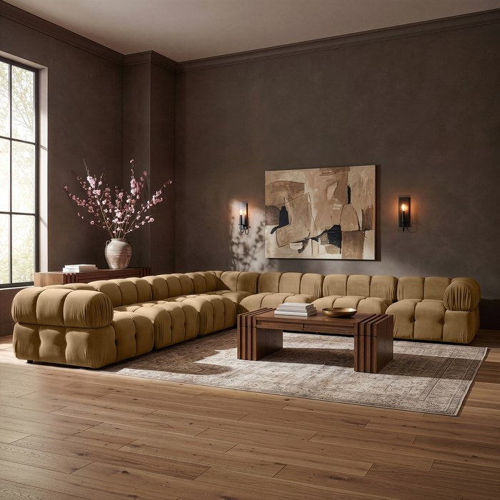 Meridian Furniture - Orin Saddle Velvet Performance Fabric Upholstered 7 pc. Sectional - 671Saddle-Sec7A - GreatFurnitureDeal