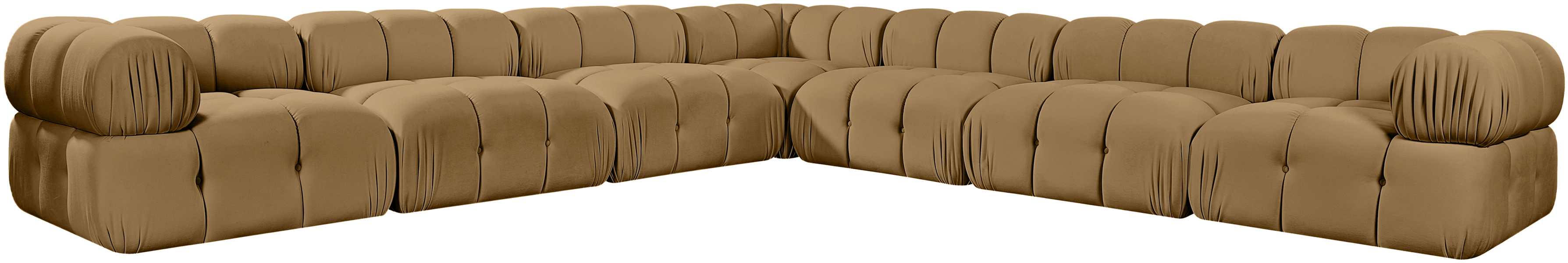 Meridian Furniture - Orin Saddle Velvet Performance Fabric Upholstered 7 pc. Sectional - 671Saddle-Sec7A - GreatFurnitureDeal