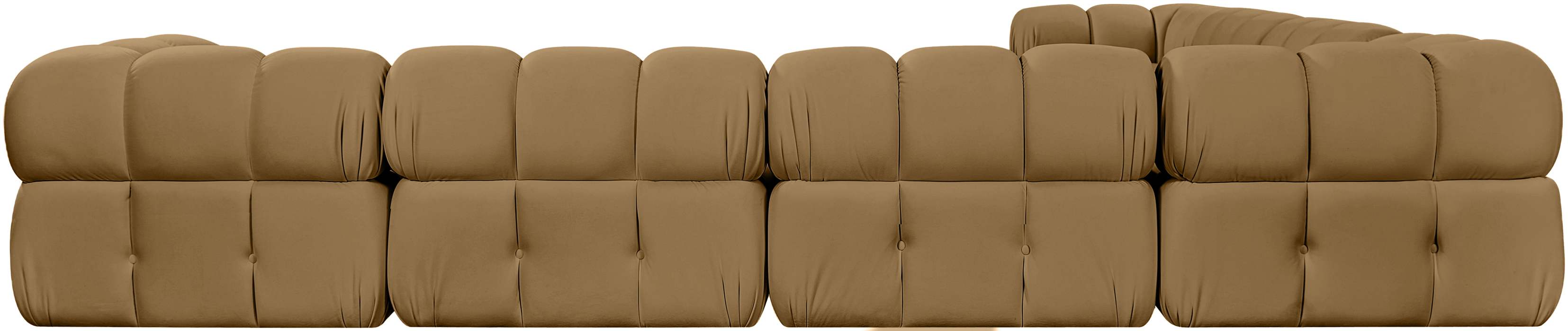 Meridian Furniture - Orin Saddle Velvet Performance Fabric Upholstered 7 pc. Sectional - 671Saddle-Sec7A - GreatFurnitureDeal