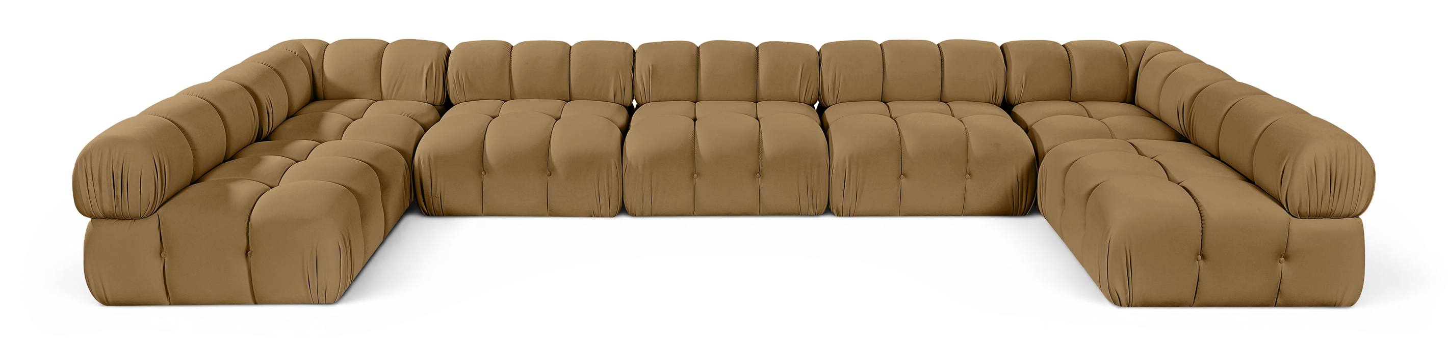 Meridian Furniture - Orin Saddle Velvet Performance Fabric Upholstered 7 pc. Sectional - 671Saddle-Sec7C - GreatFurnitureDeal