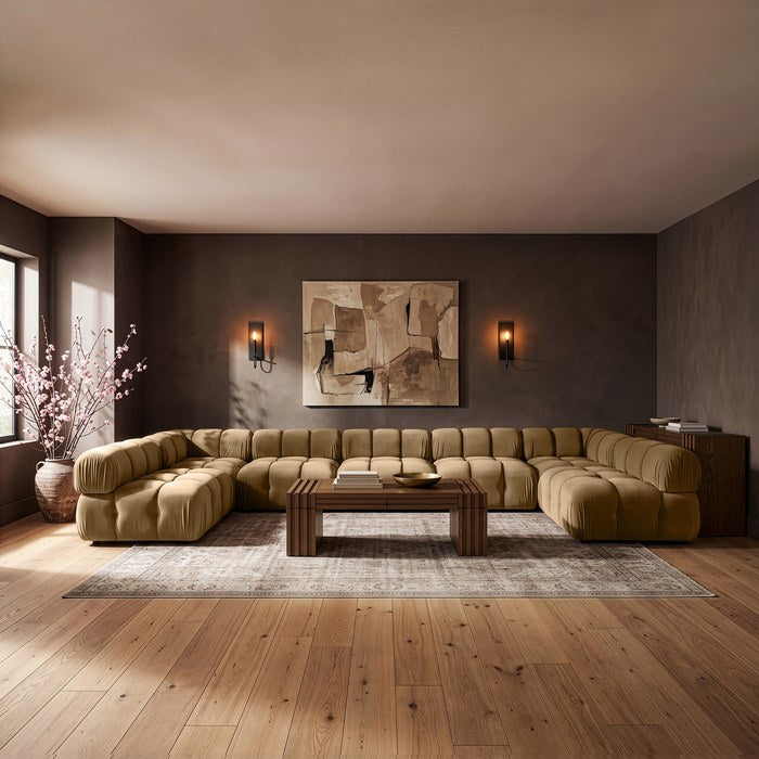 Meridian Furniture - Orin Saddle Velvet Performance Fabric Upholstered 7 pc. Sectional - 671Saddle-Sec7C - GreatFurnitureDeal