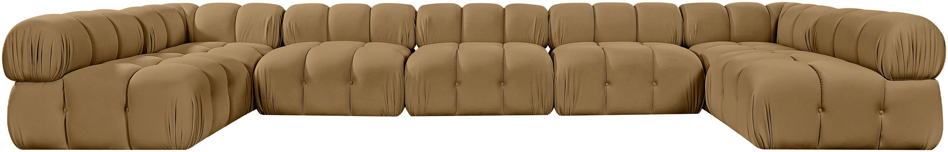 Meridian Furniture - Orin Saddle Velvet Performance Fabric Upholstered 7 pc. Sectional - 671Saddle-Sec7C - GreatFurnitureDeal