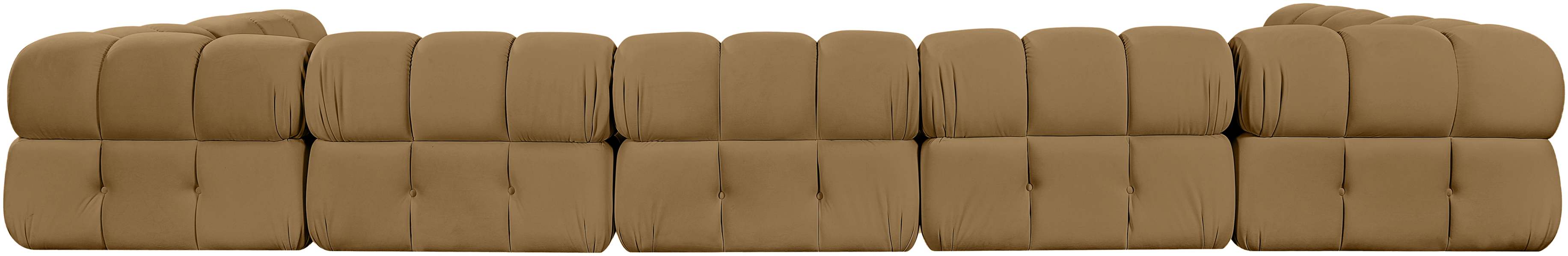 Meridian Furniture - Orin Saddle Velvet Performance Fabric Upholstered 7 pc. Sectional - 671Saddle-Sec7C - GreatFurnitureDeal