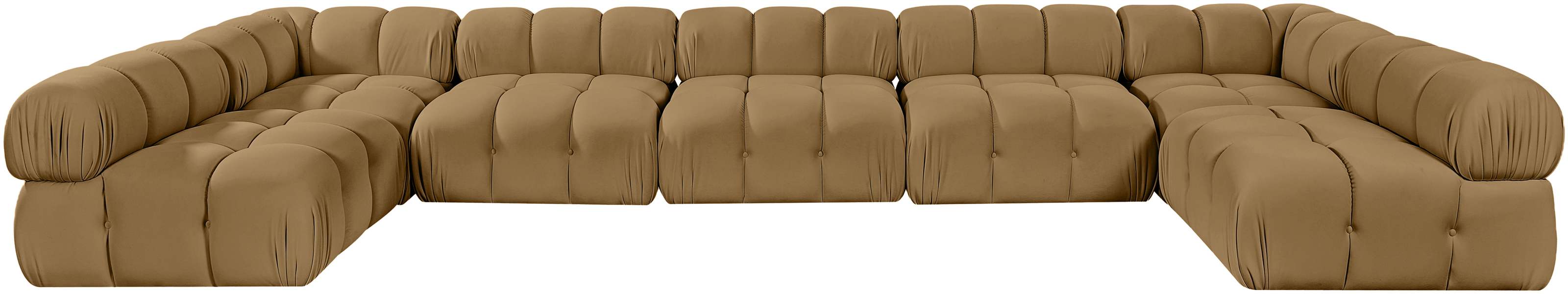 Meridian Furniture - Orin Saddle Velvet Performance Fabric Upholstered 7 pc. Sectional - 671Saddle-Sec7C - GreatFurnitureDeal