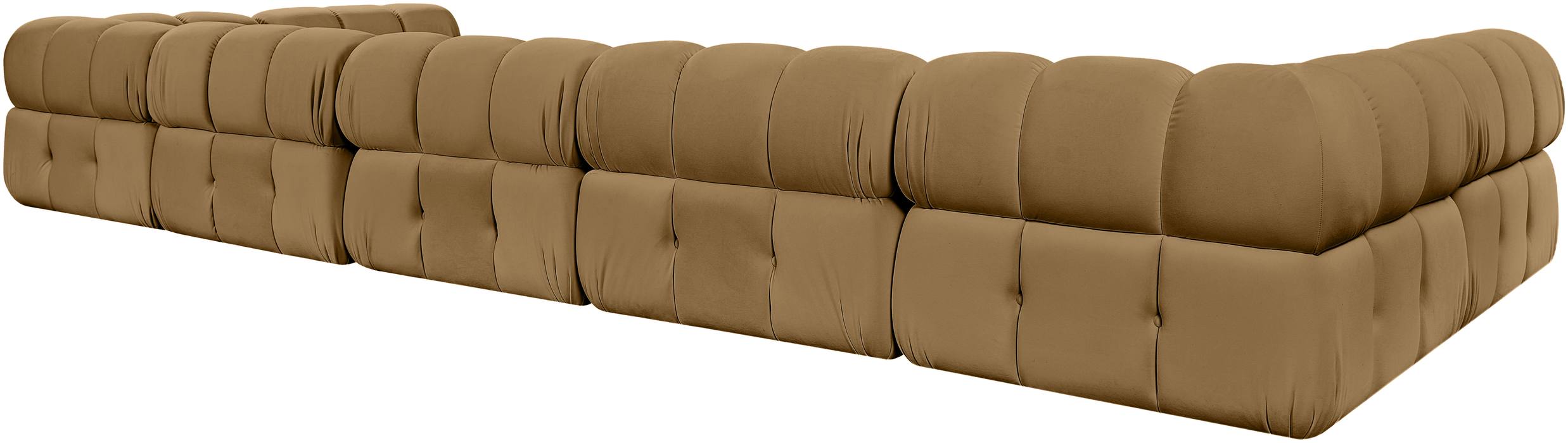 Meridian Furniture - Orin Saddle Velvet Performance Fabric Upholstered 7 pc. Sectional - 671Saddle-Sec7C - GreatFurnitureDeal