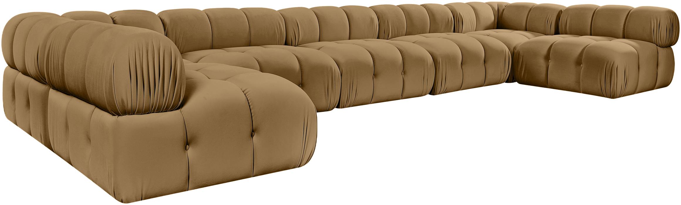 Meridian Furniture - Orin Saddle Velvet Performance Fabric Upholstered 7 pc. Sectional - 671Saddle-Sec7C - GreatFurnitureDeal