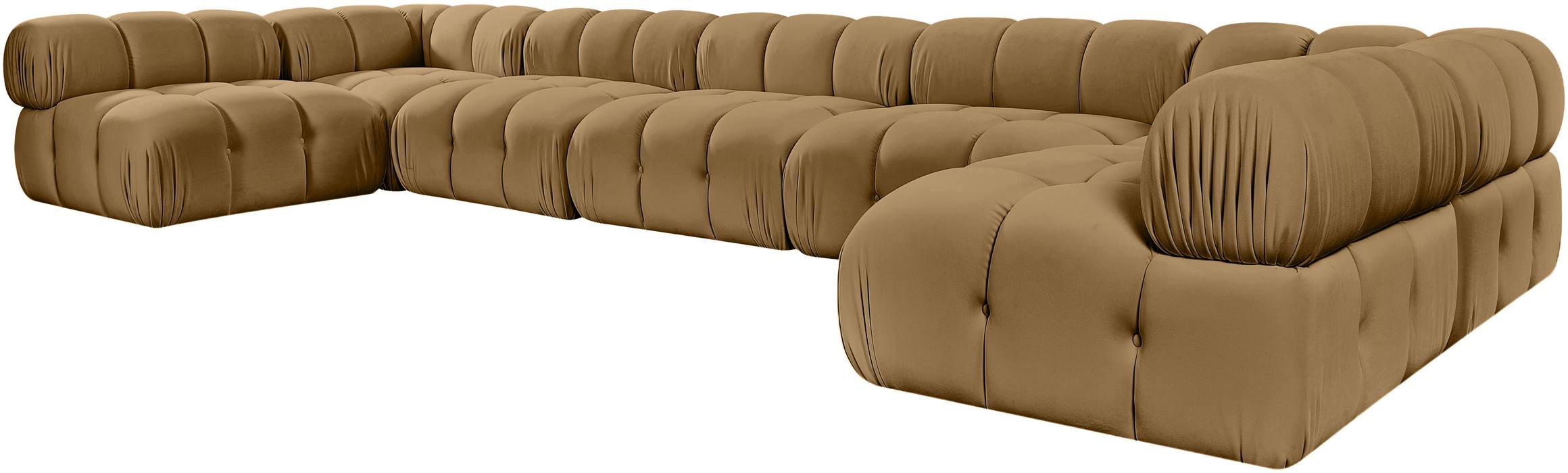 Meridian Furniture - Orin Saddle Velvet Performance Fabric Upholstered 7 pc. Sectional - 671Saddle-Sec7C - GreatFurnitureDeal