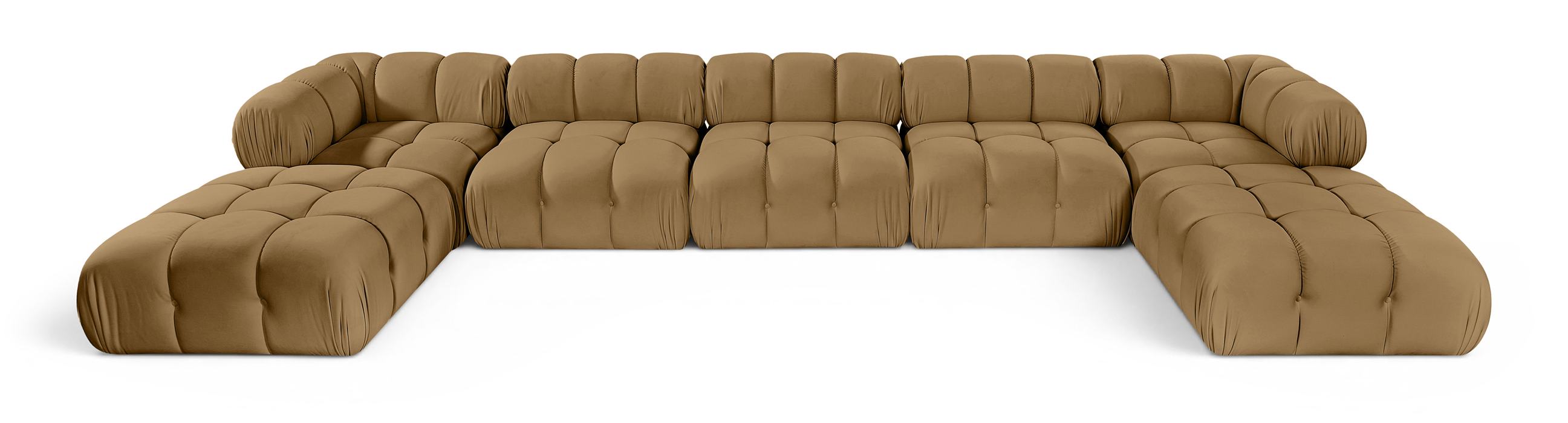 Meridian Furniture - Orin Saddle Velvet Performance Fabric Upholstered 7 pc. Sectional - 671Saddle-Sec7D - GreatFurnitureDeal