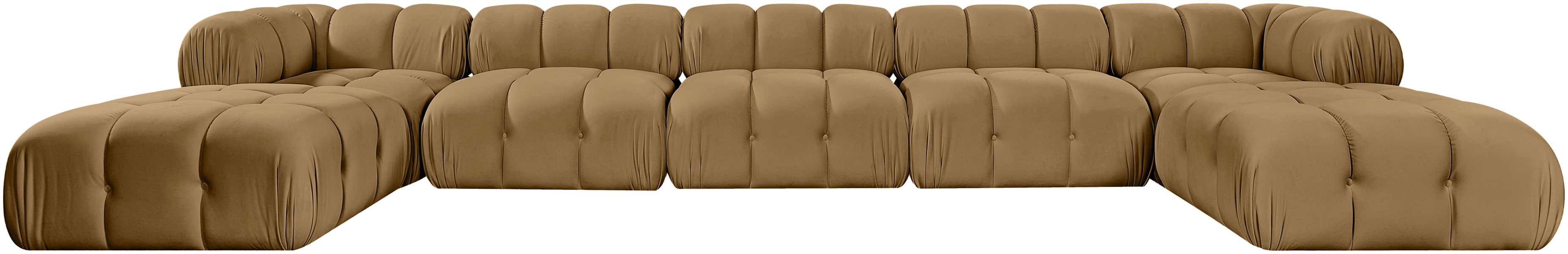 Meridian Furniture - Orin Saddle Velvet Performance Fabric Upholstered 7 pc. Sectional - 671Saddle-Sec7D - GreatFurnitureDeal
