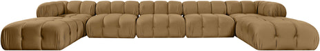 Meridian Furniture - Orin Saddle Velvet Performance Fabric Upholstered 7 pc. Sectional - 671Saddle-Sec7D - GreatFurnitureDeal