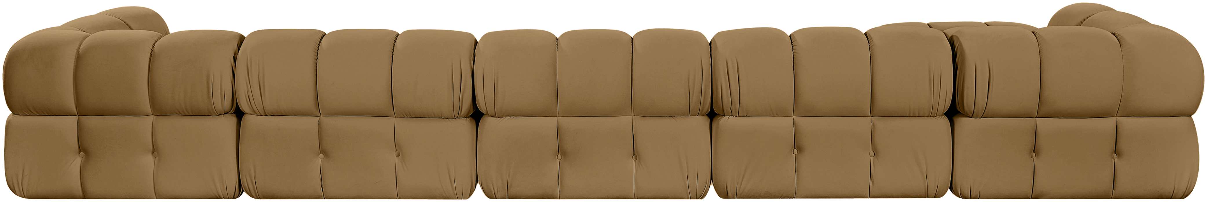 Meridian Furniture - Orin Saddle Velvet Performance Fabric Upholstered 7 pc. Sectional - 671Saddle-Sec7D - GreatFurnitureDeal