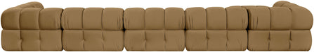 Meridian Furniture - Orin Saddle Velvet Performance Fabric Upholstered 7 pc. Sectional - 671Saddle-Sec7D - GreatFurnitureDeal
