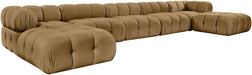 Meridian Furniture - Orin Saddle Velvet Performance Fabric Upholstered 7 pc. Sectional - 671Saddle-Sec7D - GreatFurnitureDeal